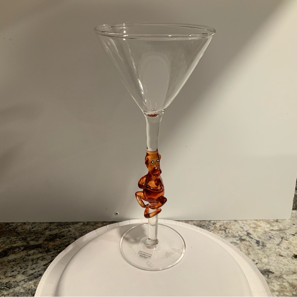 Hand painted Martini Glass Monkey by Le Gourmet Chef